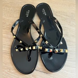 Steve Madden Studded Flip Flop- Black - Size 7